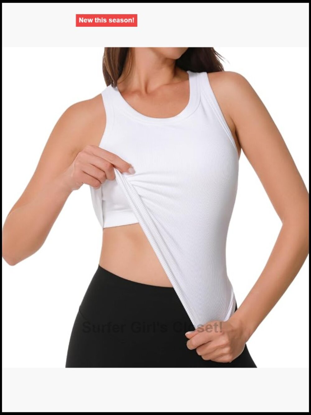 Women's Ribbed Tank Top with Built in Bra, Seamless Workout Cami with Removable